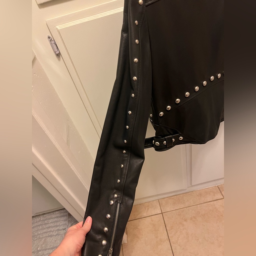 ALC leather jacket with metal stud detail